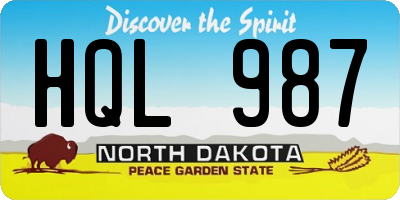ND license plate HQL987