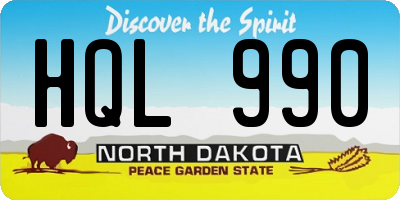 ND license plate HQL990
