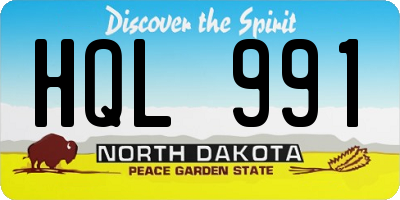 ND license plate HQL991