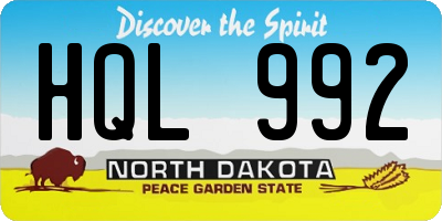 ND license plate HQL992