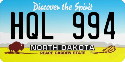 ND license plate HQL994