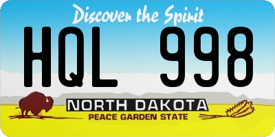 ND license plate HQL998