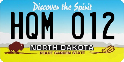 ND license plate HQM012