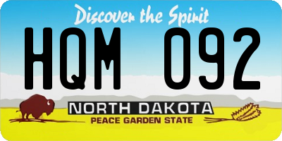 ND license plate HQM092