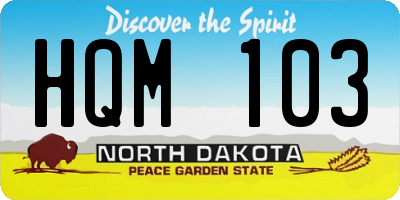 ND license plate HQM103
