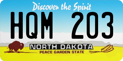 ND license plate HQM203