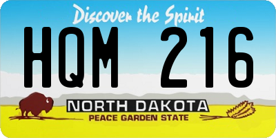 ND license plate HQM216