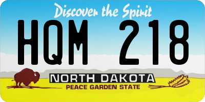 ND license plate HQM218