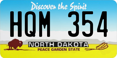 ND license plate HQM354