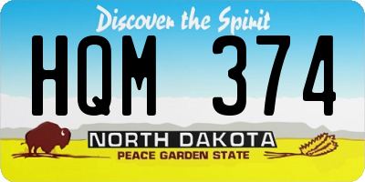 ND license plate HQM374