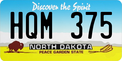 ND license plate HQM375