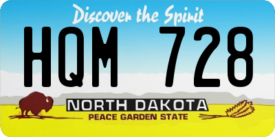 ND license plate HQM728