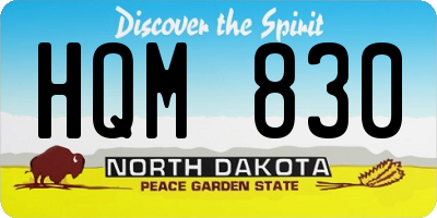 ND license plate HQM830