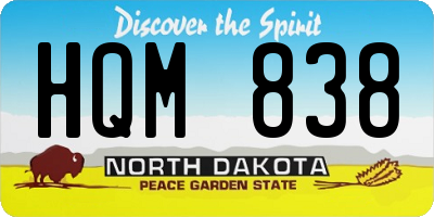 ND license plate HQM838