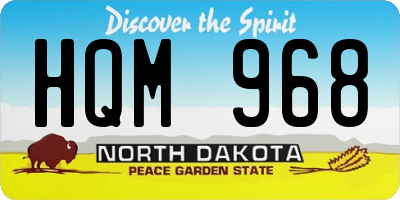 ND license plate HQM968