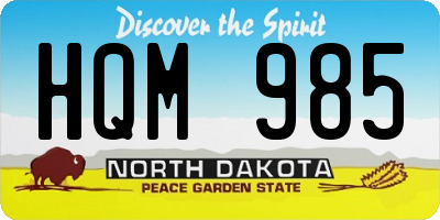 ND license plate HQM985