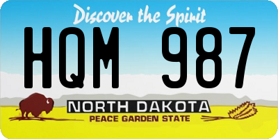 ND license plate HQM987