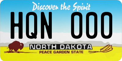 ND license plate HQN000