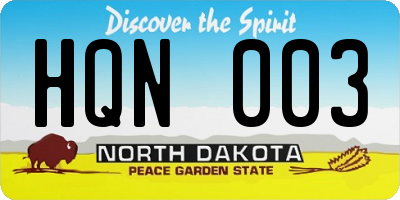 ND license plate HQN003