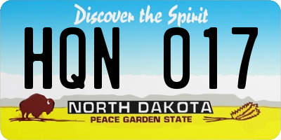 ND license plate HQN017