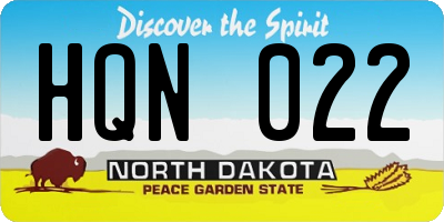 ND license plate HQN022
