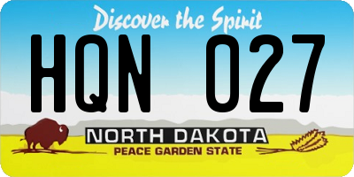 ND license plate HQN027