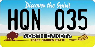 ND license plate HQN035