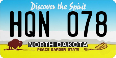 ND license plate HQN078
