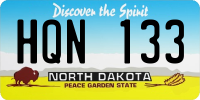 ND license plate HQN133