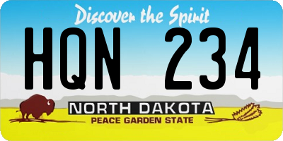 ND license plate HQN234