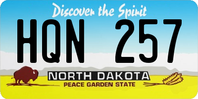 ND license plate HQN257
