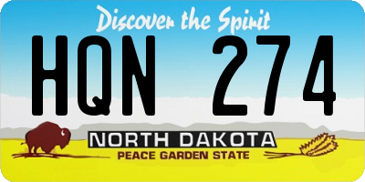 ND license plate HQN274