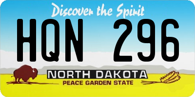 ND license plate HQN296