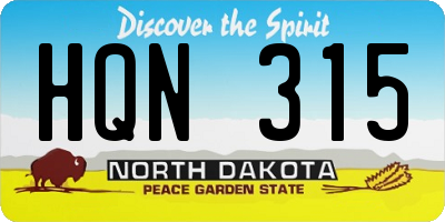 ND license plate HQN315
