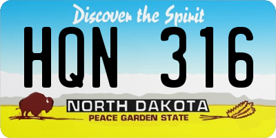 ND license plate HQN316