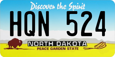 ND license plate HQN524