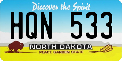 ND license plate HQN533