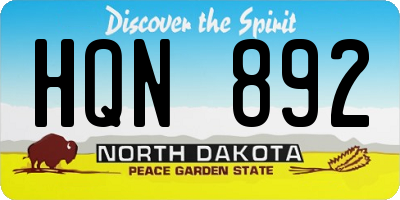 ND license plate HQN892