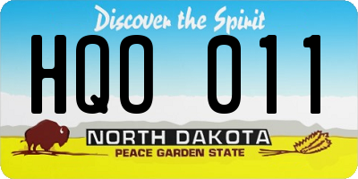 ND license plate HQO011
