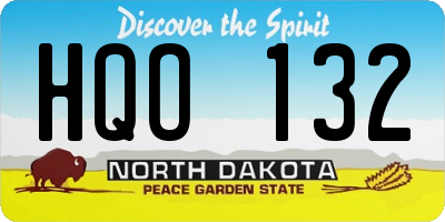 ND license plate HQO132