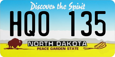ND license plate HQO135