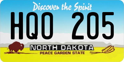 ND license plate HQO205