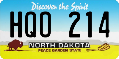 ND license plate HQO214