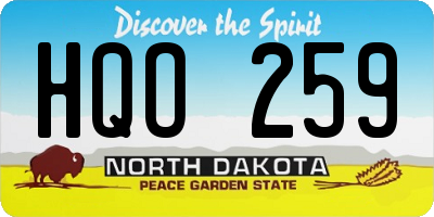 ND license plate HQO259