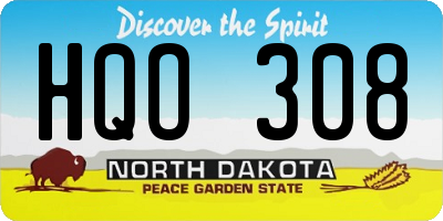 ND license plate HQO308