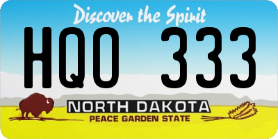 ND license plate HQO333