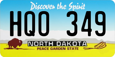 ND license plate HQO349