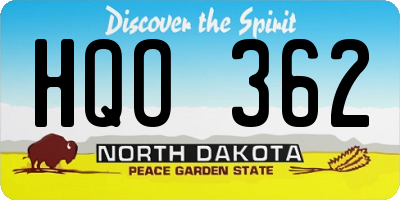 ND license plate HQO362