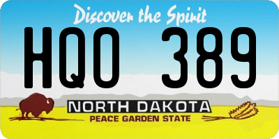 ND license plate HQO389