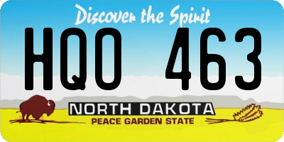 ND license plate HQO463